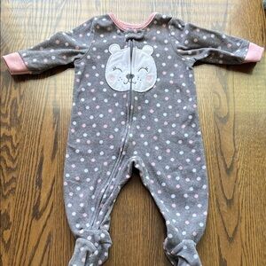 Carter's Gray and Pink Polka Dot Footie